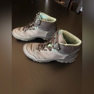 Quechua Gray and Mint Hiking Boots